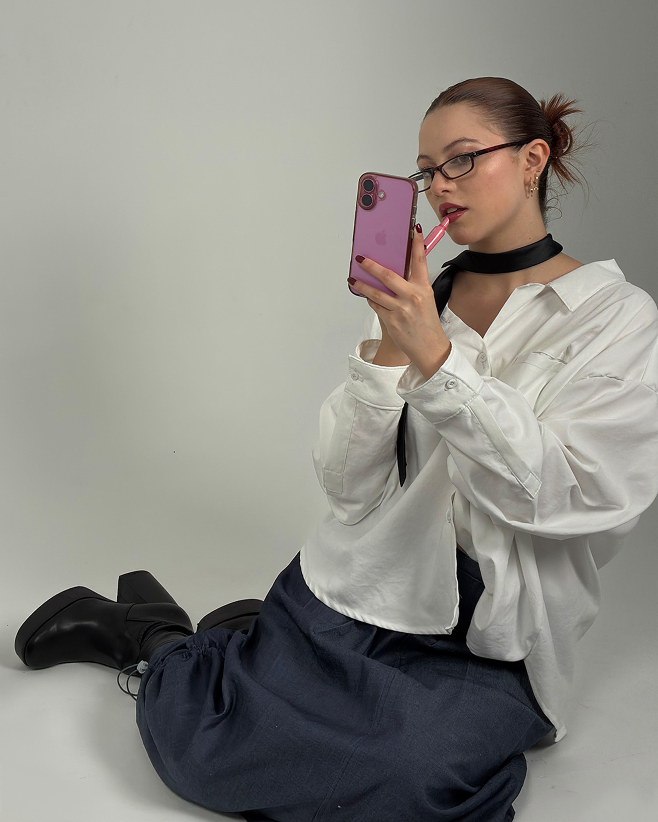 HIKARI CHAMBRAY PLEATS SKIRT